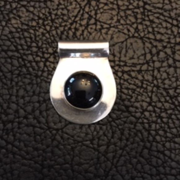 Beautiful (Nice weight) .925 Sterling silver & Onyx Slide Pendant - Picture 1 of 2